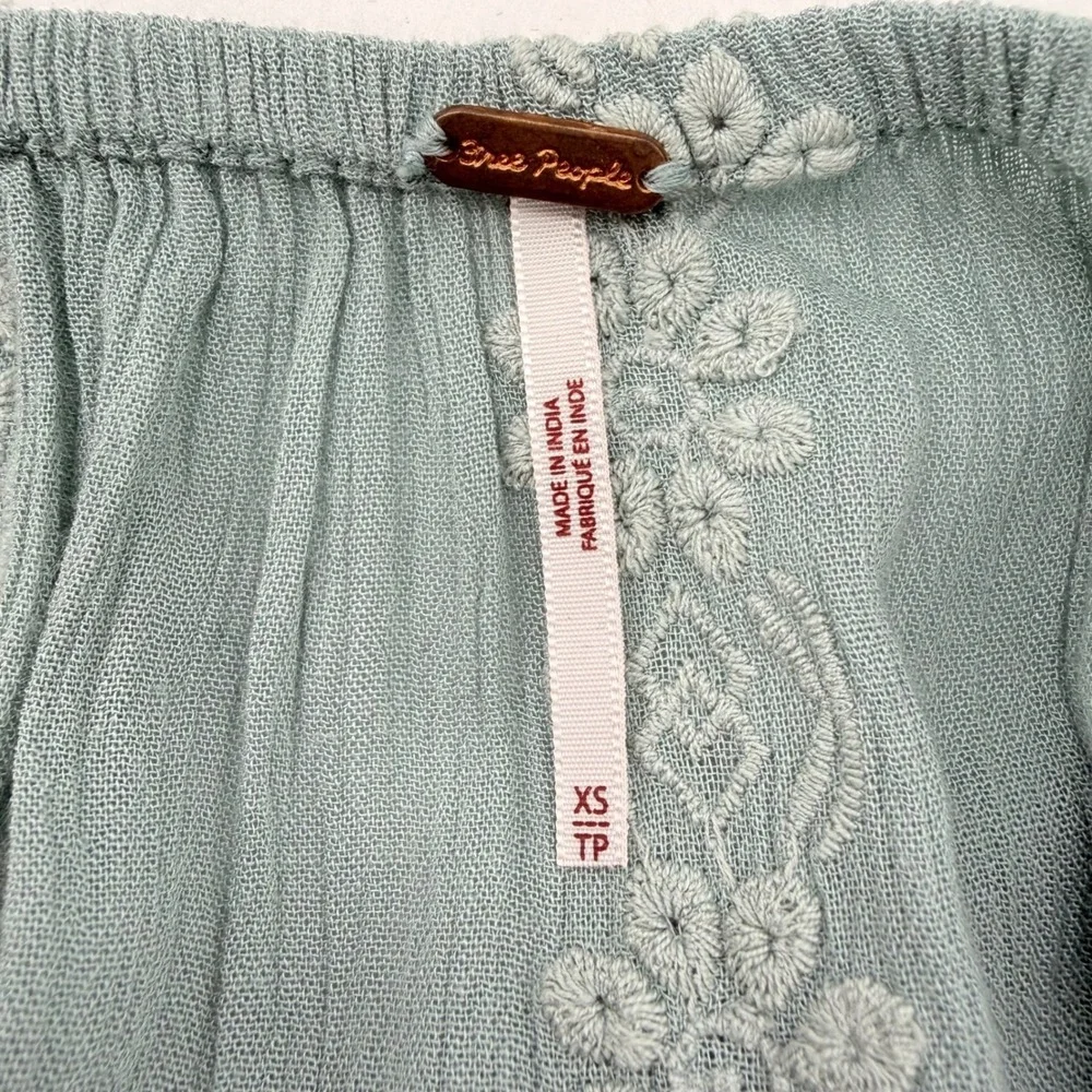 Free People Embroidered Lace Crochet Tiered Tunic Size XS Boho Peasant Oversized